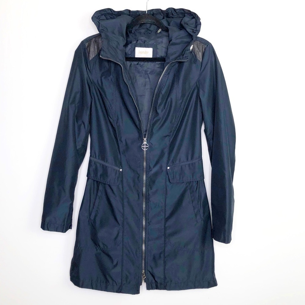 LAUNDRY by Shelli Segal black anorak hooded coat